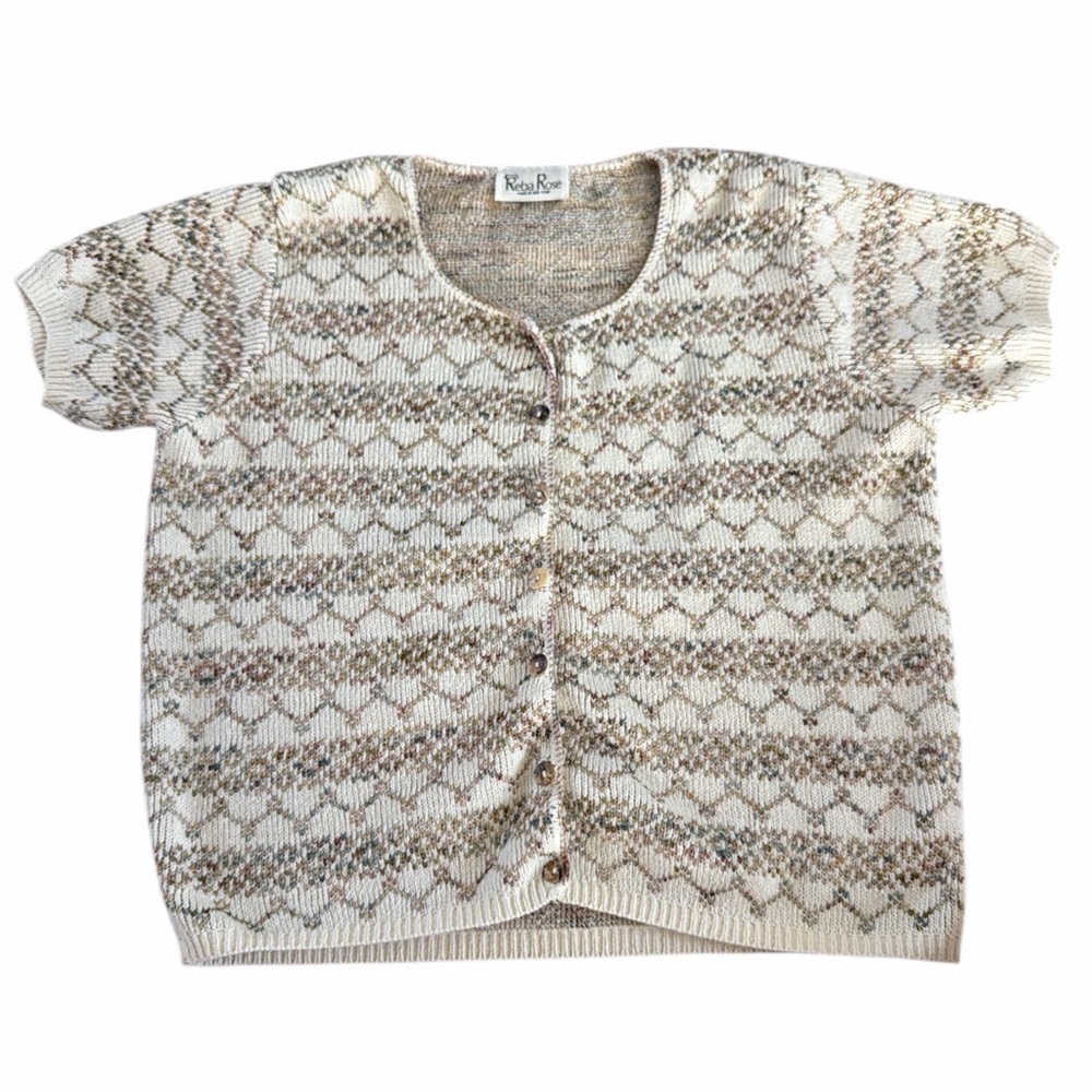 Vintage Reba rose granny core short sleeve sweater top